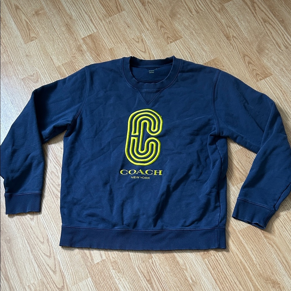 Coach Dark Blue Sweater with Yellow Emblem